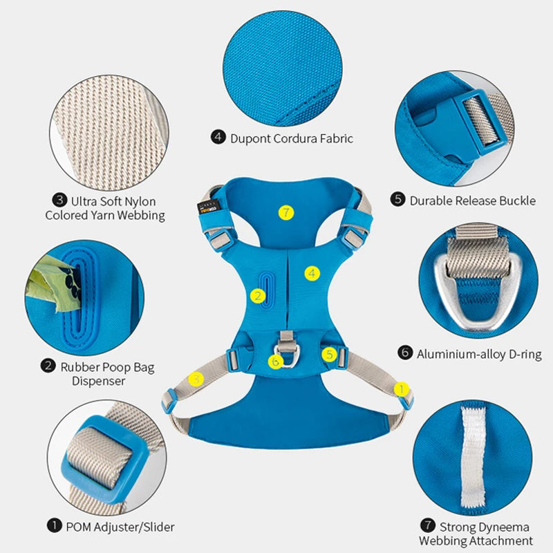 No-Pull Dog Harness - Reflective Nylon with Pocket & Adjustable Fit - Deribla Store