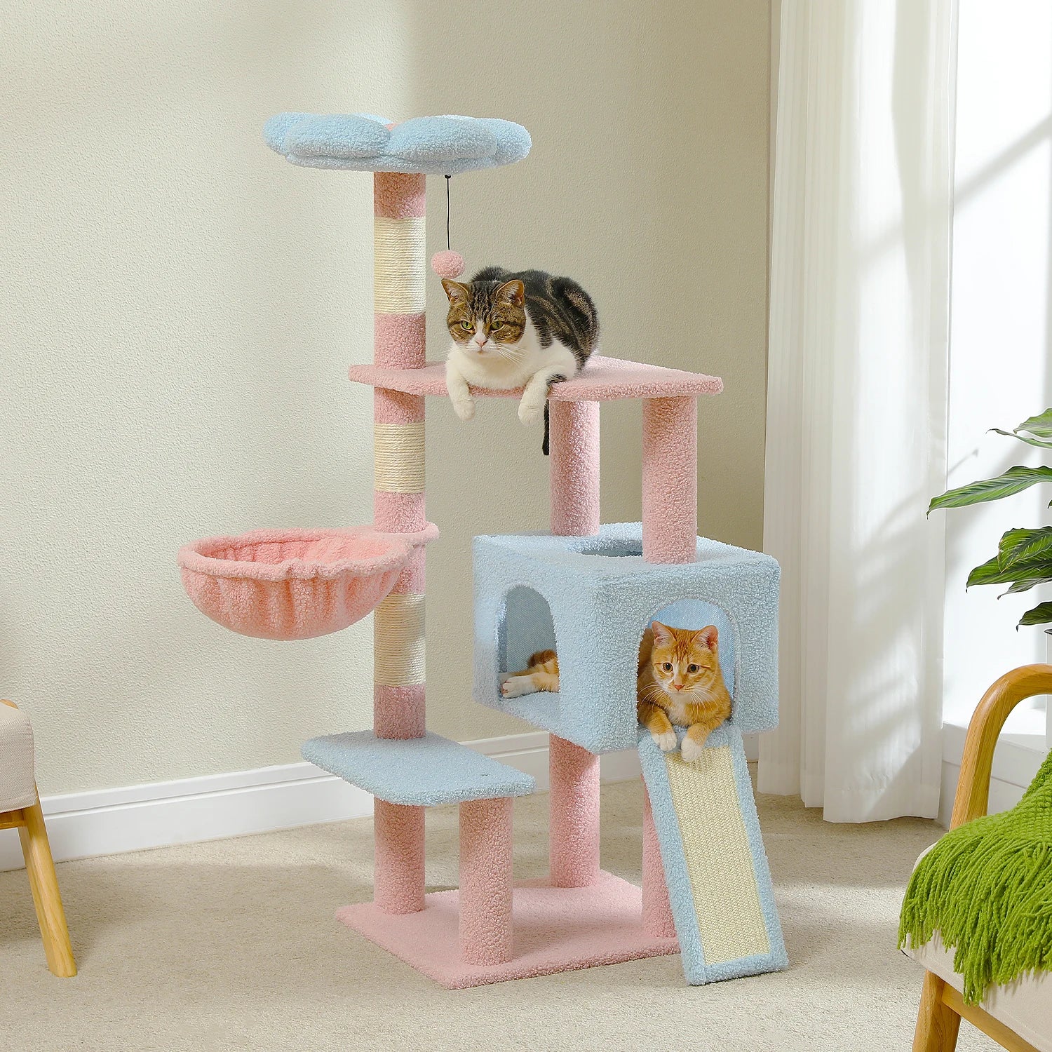 Flower Cat Tree - Multi-Level Tower with Sisal Posts, Hammock & Ramp for Indoor Cats - Deribla Store