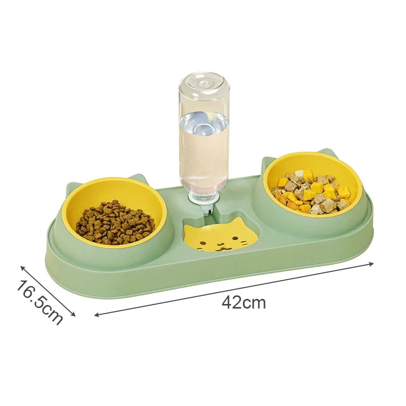 3-in-1 Elevated Cat Feeder - Double Bowl with Automatic Water Dispenser for Cats & Small Dogs - Deribla Store