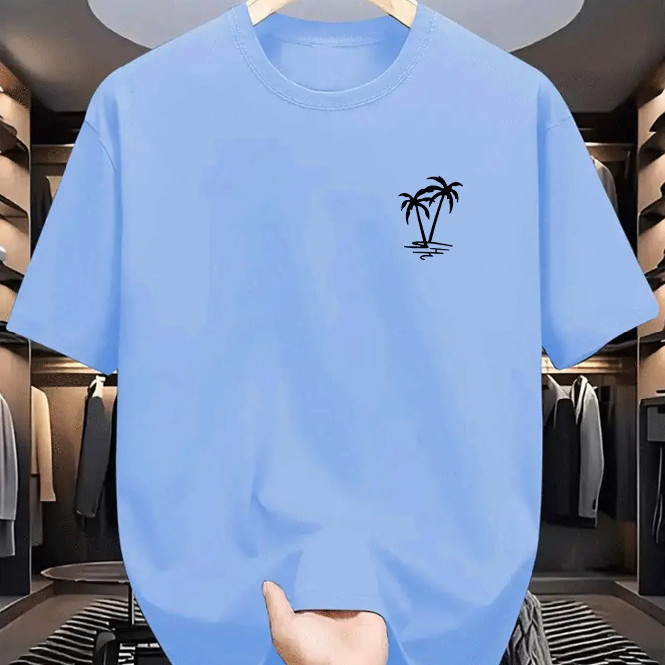 Men's summer 100% cotton fashionable casual loose coconut tree