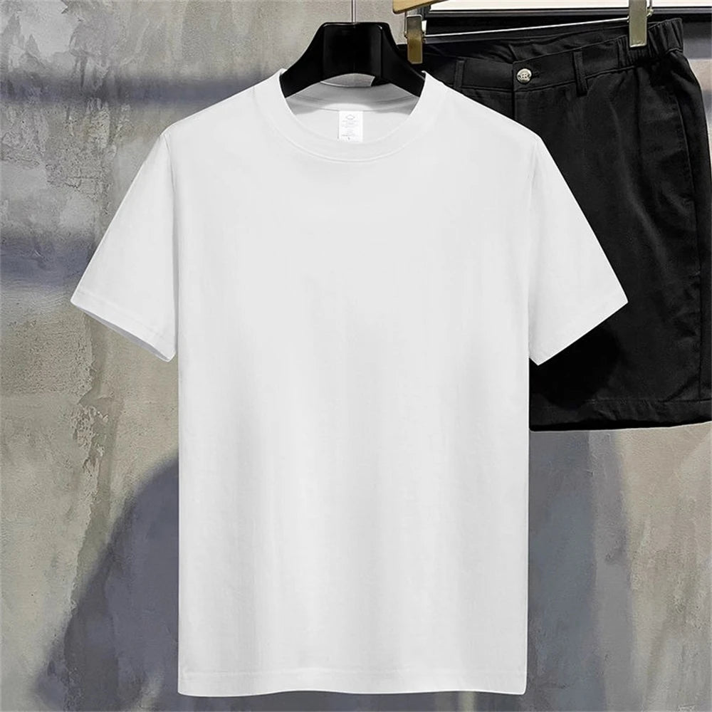 Men T Shirt Summer Cotton Tops Women Solid Color Blank Tshirts