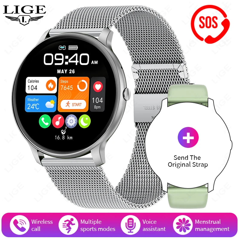 LIGE Smart Watch Women Men Bluetooth Call Sports Fitness Watches
