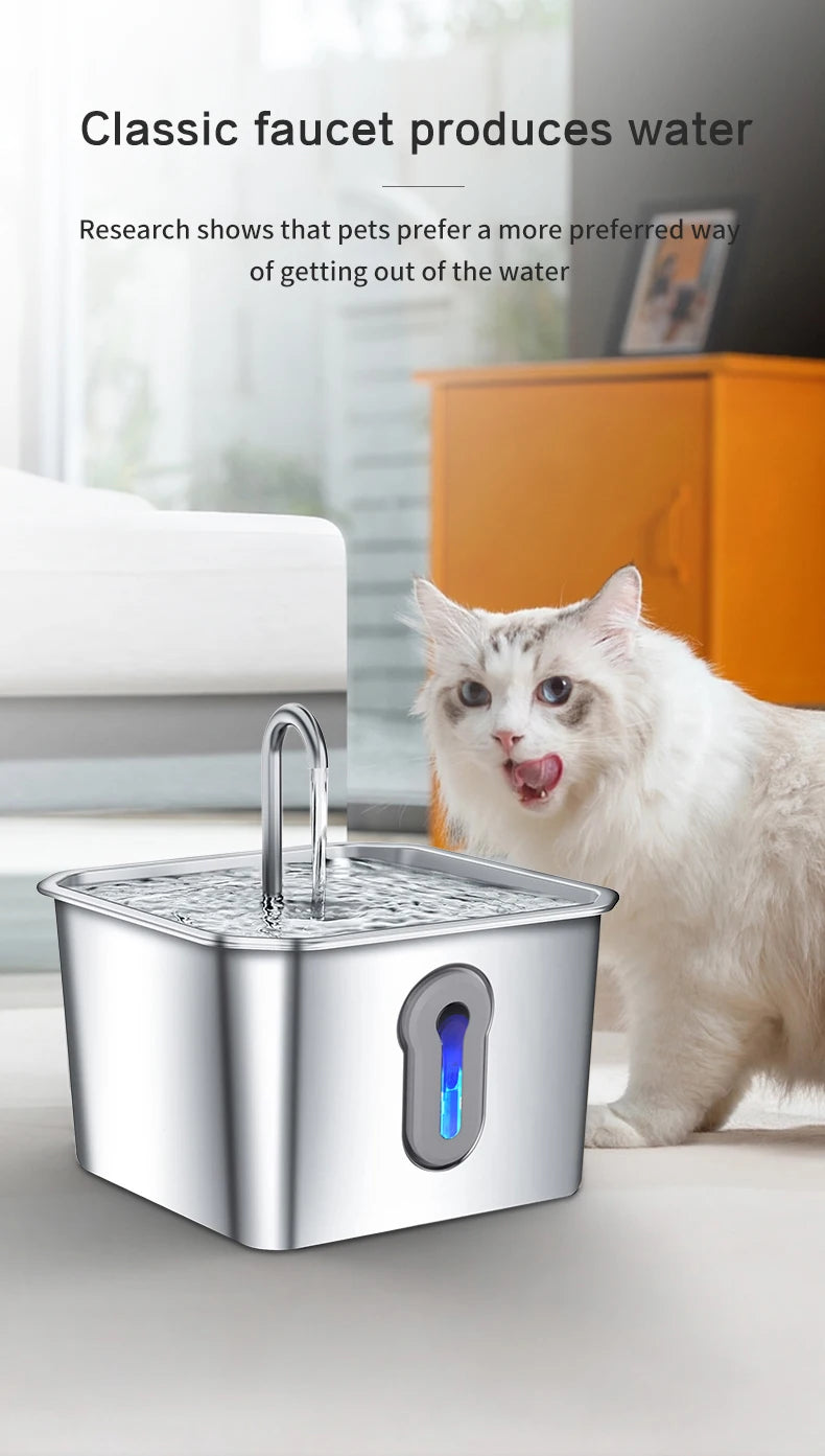 304 Stainless Steel Cat Water Fountain 4L - USB Silent Pump with Triple Filtration - Deribla Store