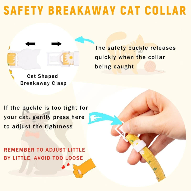 AirTag Cat Collar - Adjustable Kitten Collar with Bells & Flower Charm Tracker - Deribla Store