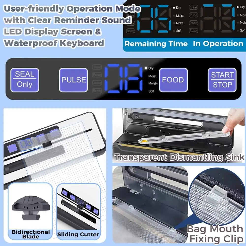 Vacuum Sealer Machine Pro Starter Kit - Built-in Cutter 5 Bags - Deribla Store