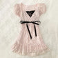Polka dot Vintage Pink Hot Cute Dress Aesthetic Slim Y2K Short