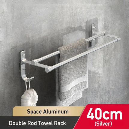 Bathroom Hand Towel Rack - No-Drill Wall Mount 2-Tier