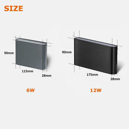 LED Wall Light - Waterproof Indoor Outdoor Lamp 6W/12W