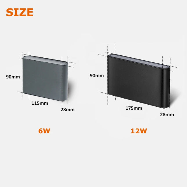 LED Wall Light - Waterproof Indoor Outdoor Lamp 6W/12W