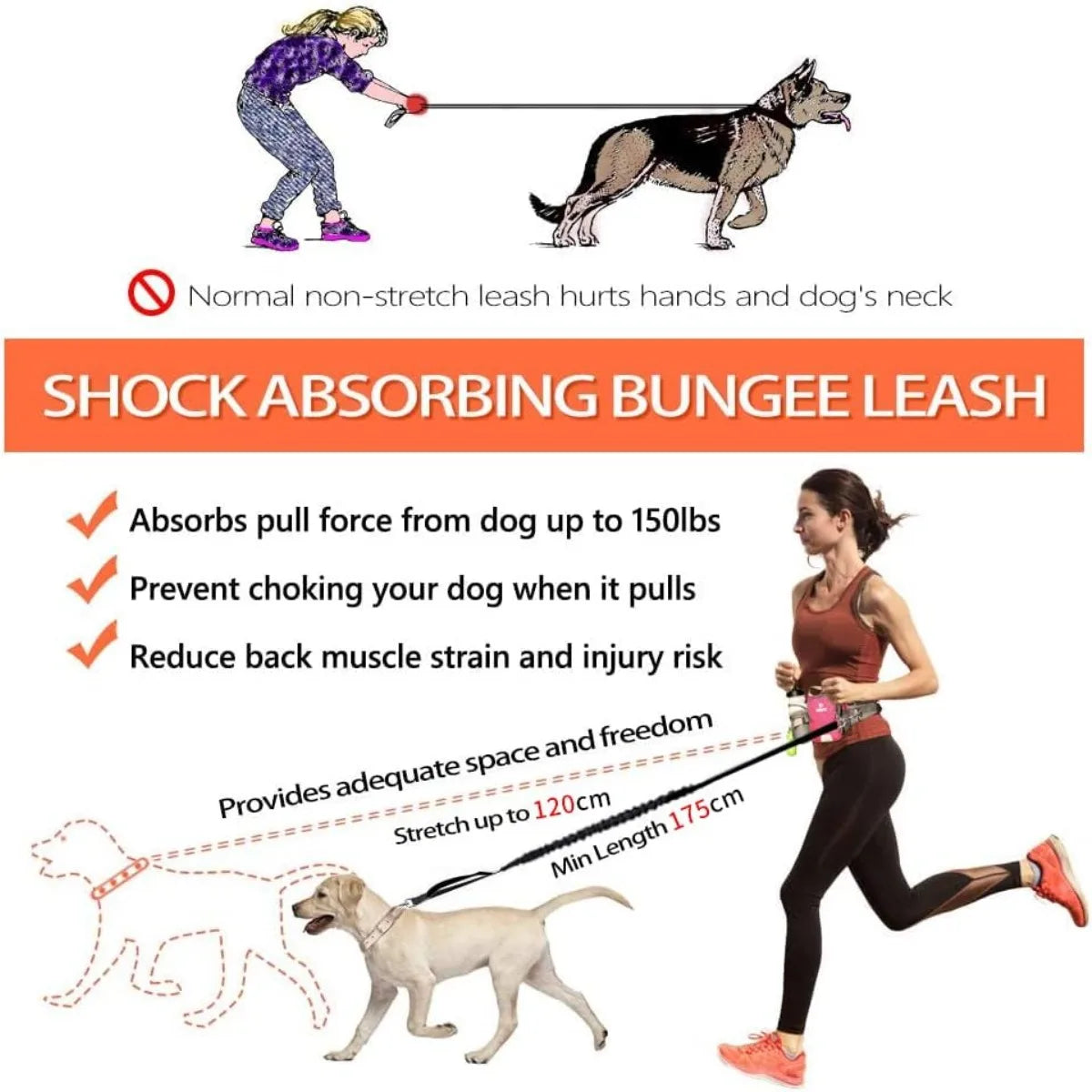 Hands-Free Dog Leash with Waist Bag - Retractable Reflective Running Leash - Deribla Store