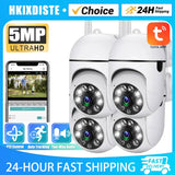 TUYA 5MP Smart Life CCTV Wifi Camera Wireless Security Surveillance Cameras Outdoor Night Color AI Smart Tracking Two Way Audio