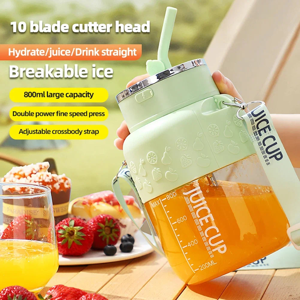 Electric Blender 800ML Portable 1200mAh - 6/12 Blades USB - Deribla Store