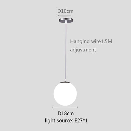 Glass Ball Pendant Light - Modern Globe Hanging Lamp E27