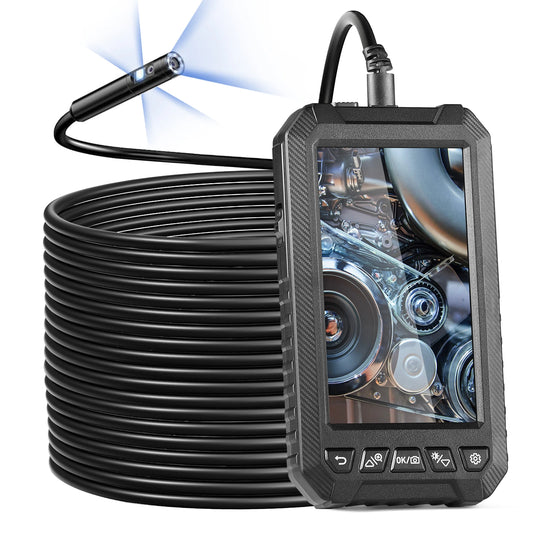 SucceBuyEndoscope Camera Dual Lens Borescope 5"Screen1080P Inspection Camera with LED Lights Waterproof Camera for Auto Plumbing