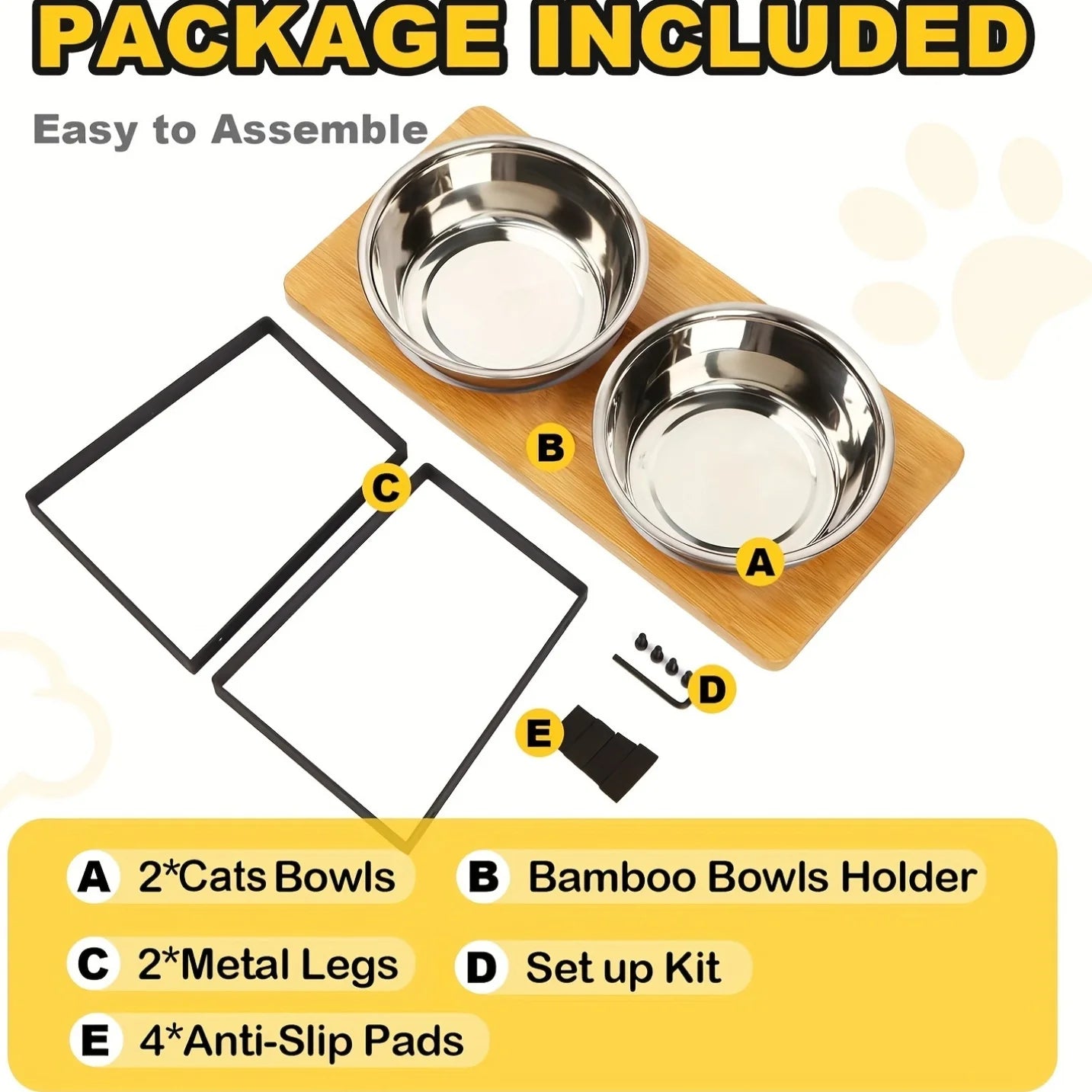 Elevated Cat Bowl Set - 15° Tilted Anti-Vomit Feeder with Non-Slip Mat - Deribla Store