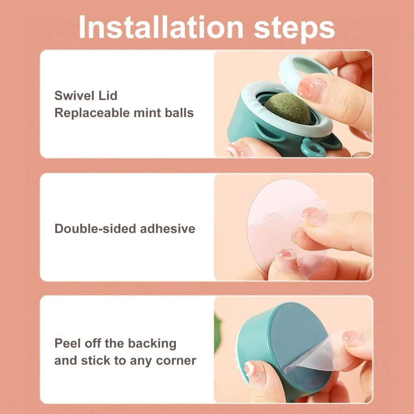 Natural Catnip Cat Wall Ball Toy - Edible Stick-On Treats for Teeth Cleaning & Digestion - Deribla Store