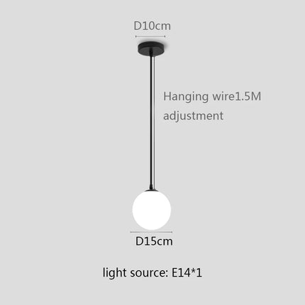 Glass Ball Pendant Light - Modern Globe Hanging Lamp E27