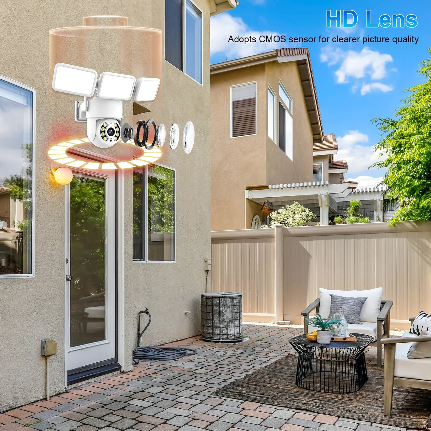 Caméra Floodlight WiFi PTZ 4MP - AI Tracking Night Vision