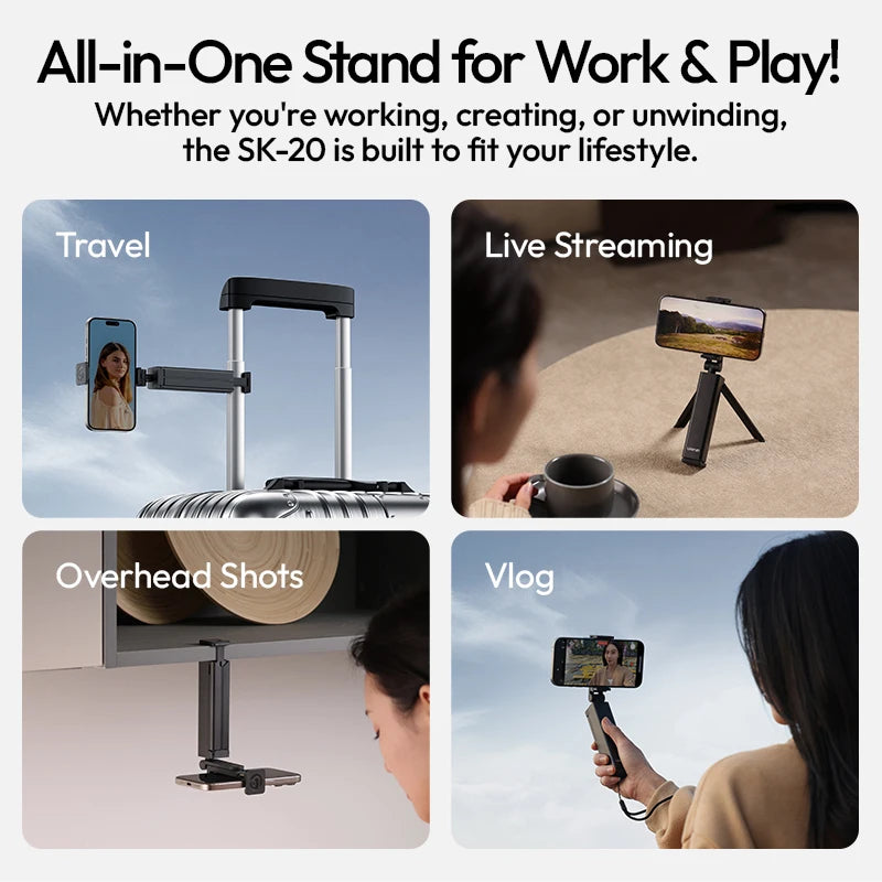 Ulanzi SK-20 Travel Phone Holder Mini Video Vlog Tripod Selfie