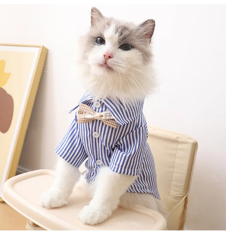 Summer Cat Shirt - Breathable Striped Vest for Cats & Small Dogs - Deribla Store