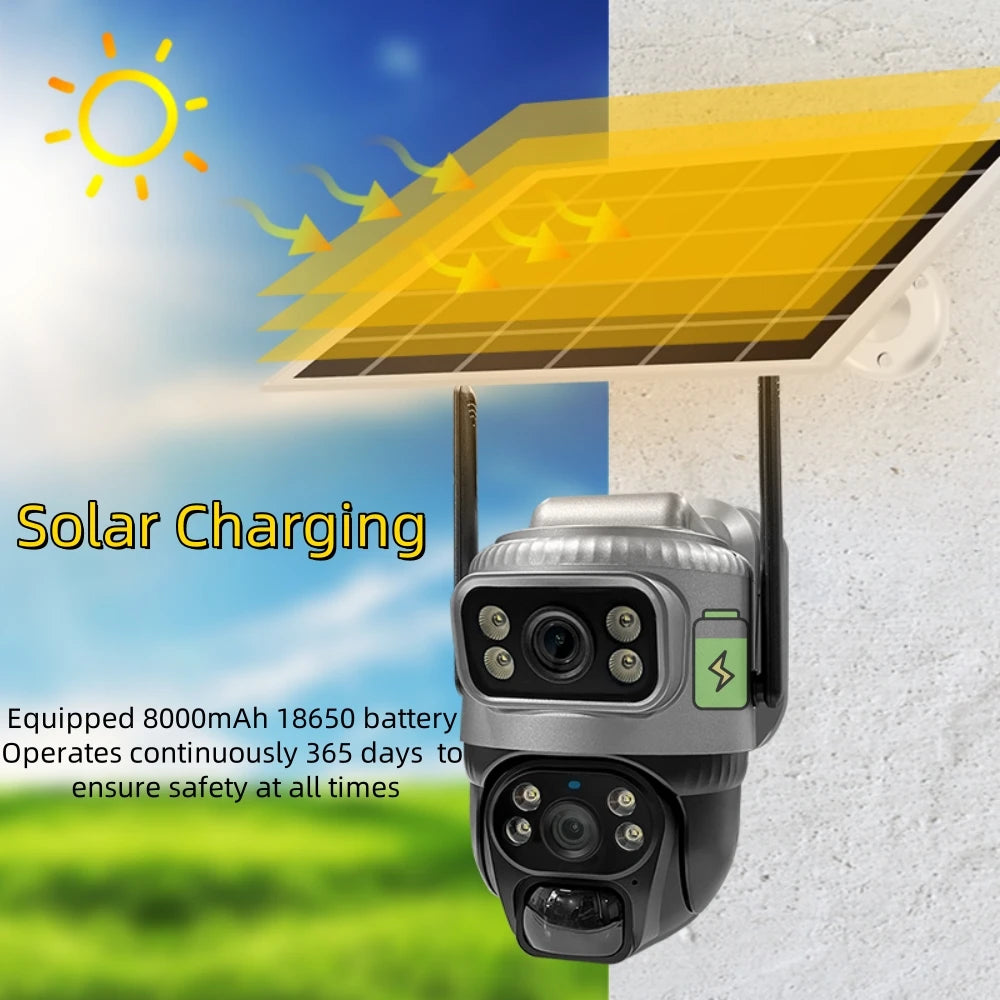 Caméra Solaire Double Lentille 4G 8MP - Dual Screen CCTV