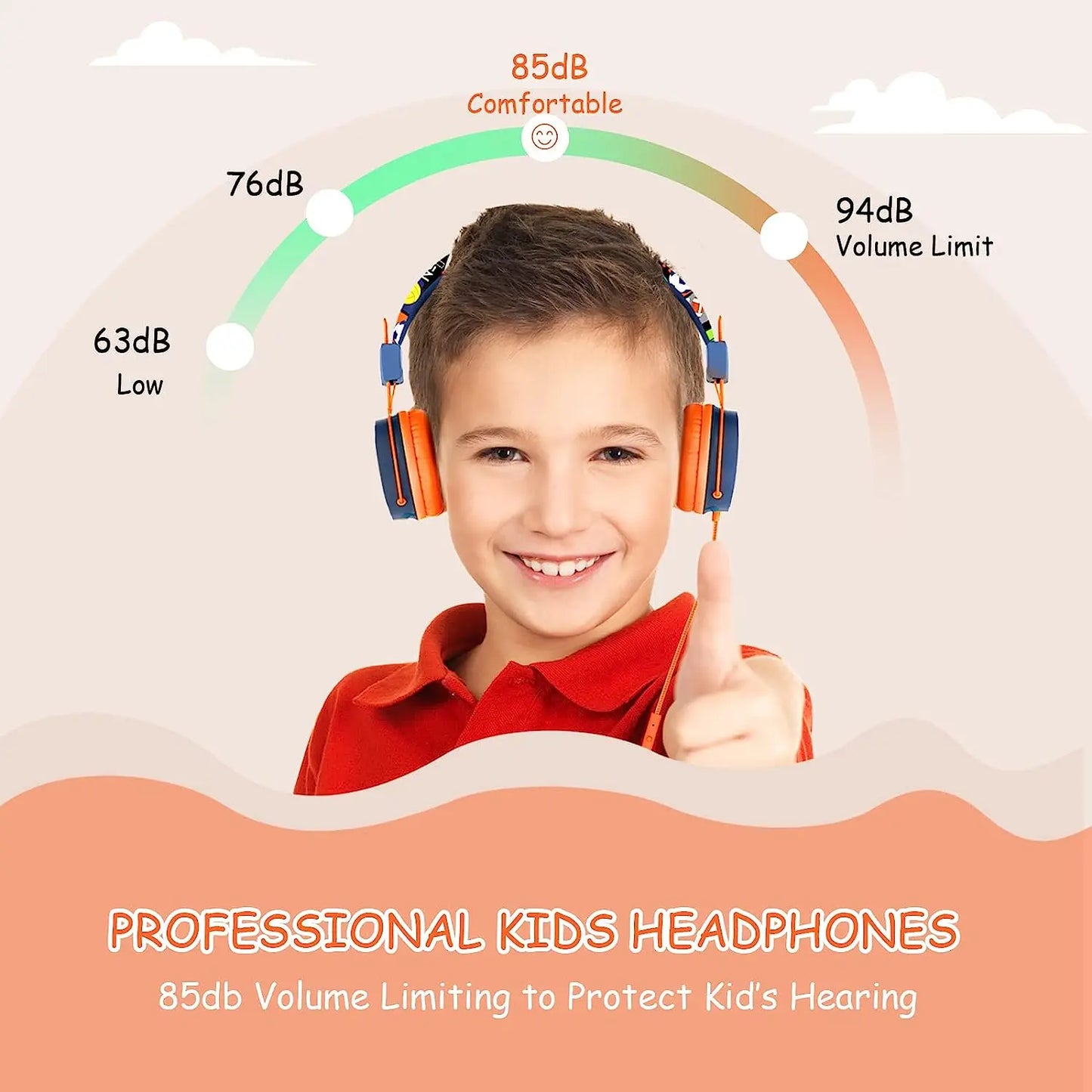 OKCSC B2 Cartoon Headphones Foldable Adjustable Children Headphone
