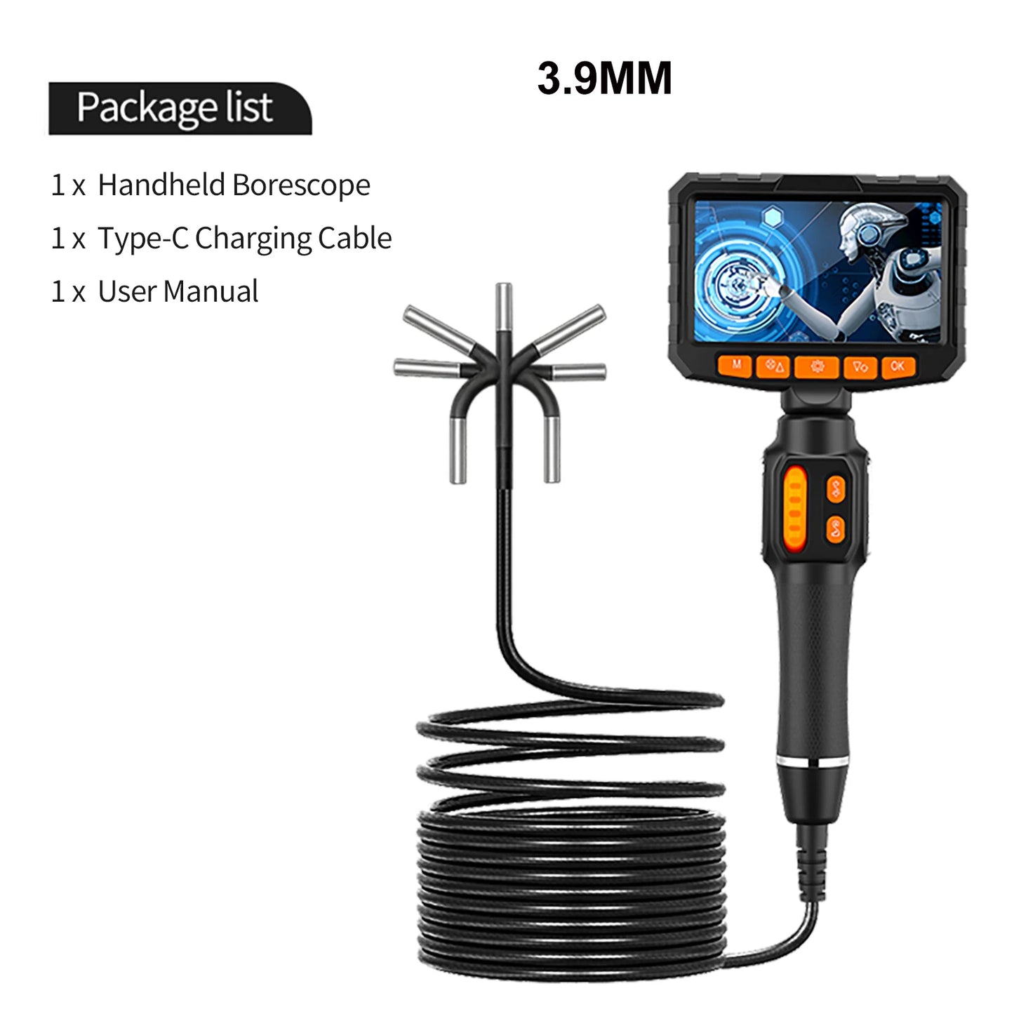 Endoscope Articulé 360° HD 1080P - 4.3" Display Borescope