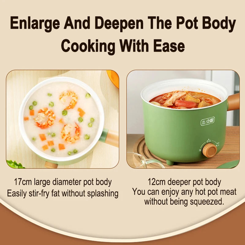 Electric Multifunction Cooker - 1.5L Mini Hot Pot with Non-Stick Pan (110V/220V) - Deribla Store
