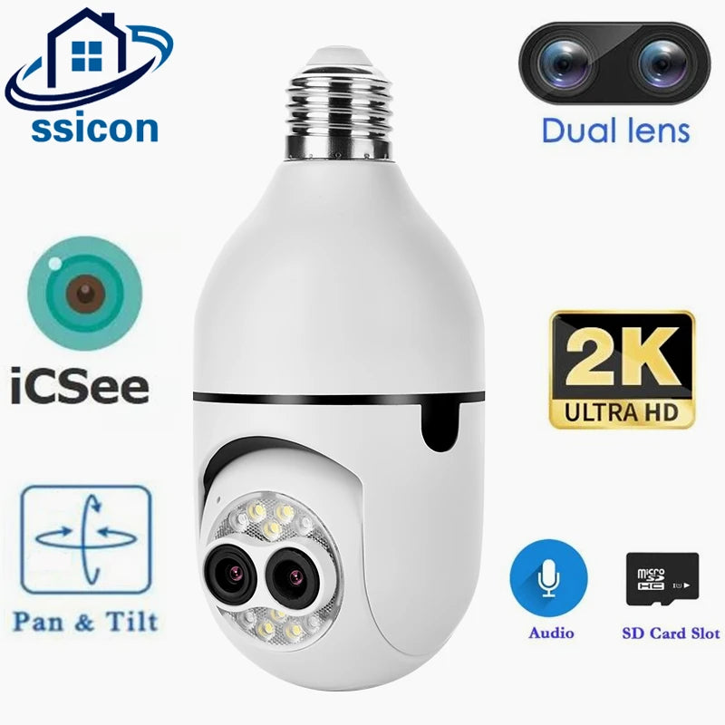 Caméra Ampoule WiFi PTZ 4MP - E27 5X Zoom Night Vision