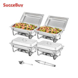 Chafing Dish Set 8QT Rectangle Stainless Steel