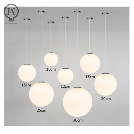 Glass Ball Pendant Light - Modern Globe Hanging Lamp E27