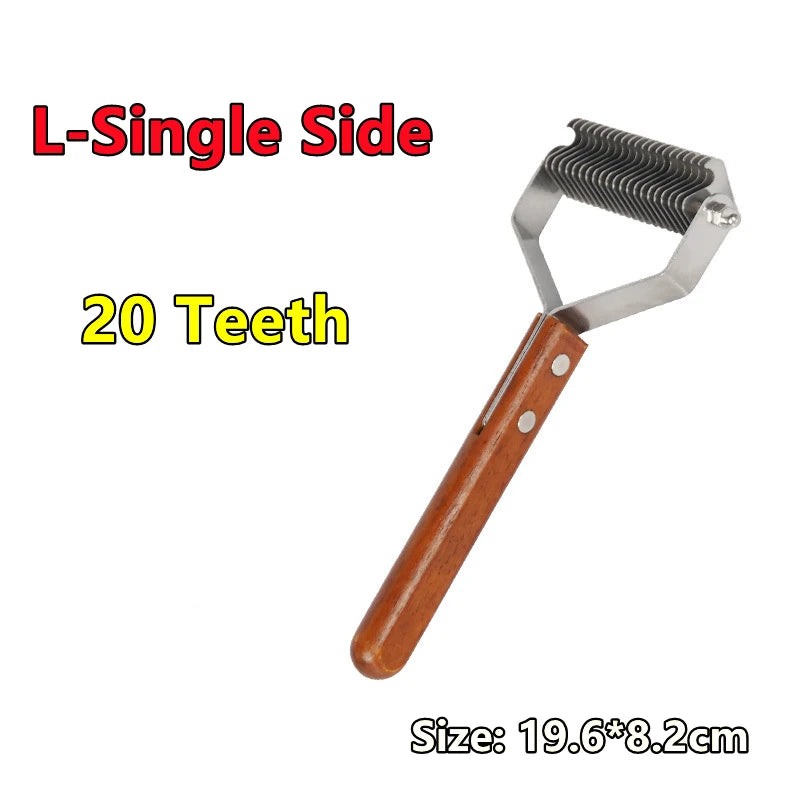 Professional Dog Dematting Comb - Wooden Handle Knot Remover Brush for Dogs & Cats - Deribla Store