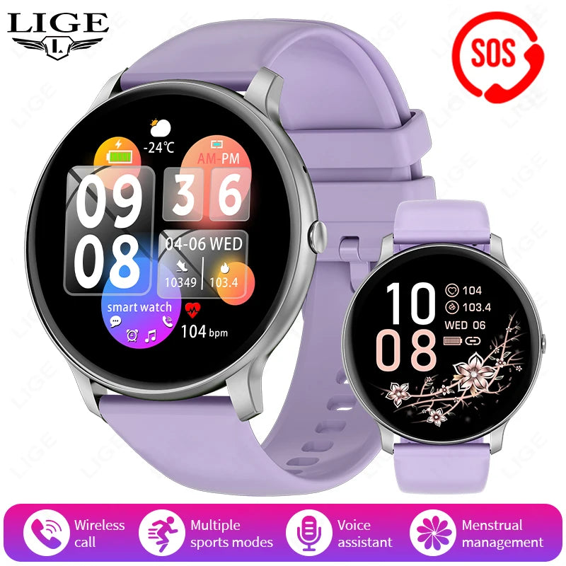 LIGE Smart Watch Women Men Bluetooth Call Sports Fitness Watches