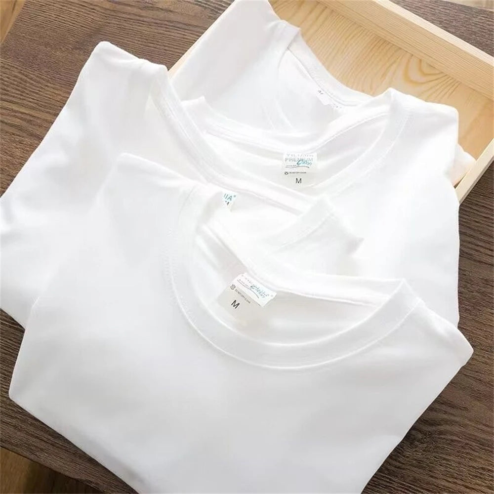 Men T Shirt Summer Cotton Tops Women Solid Color Blank Tshirts