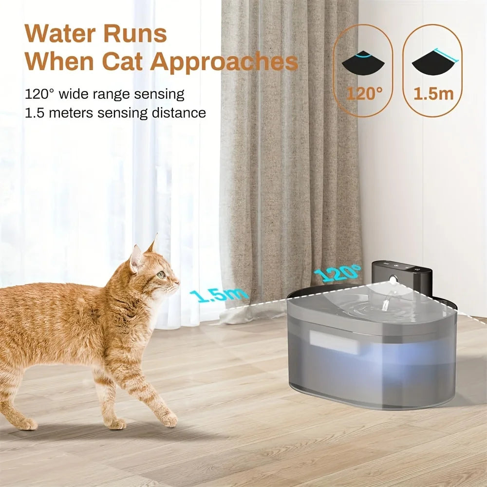 2.2L Wireless Pet Water Fountain - Rechargeable with Infrared Sensor & 3 Filters - Deribla Store