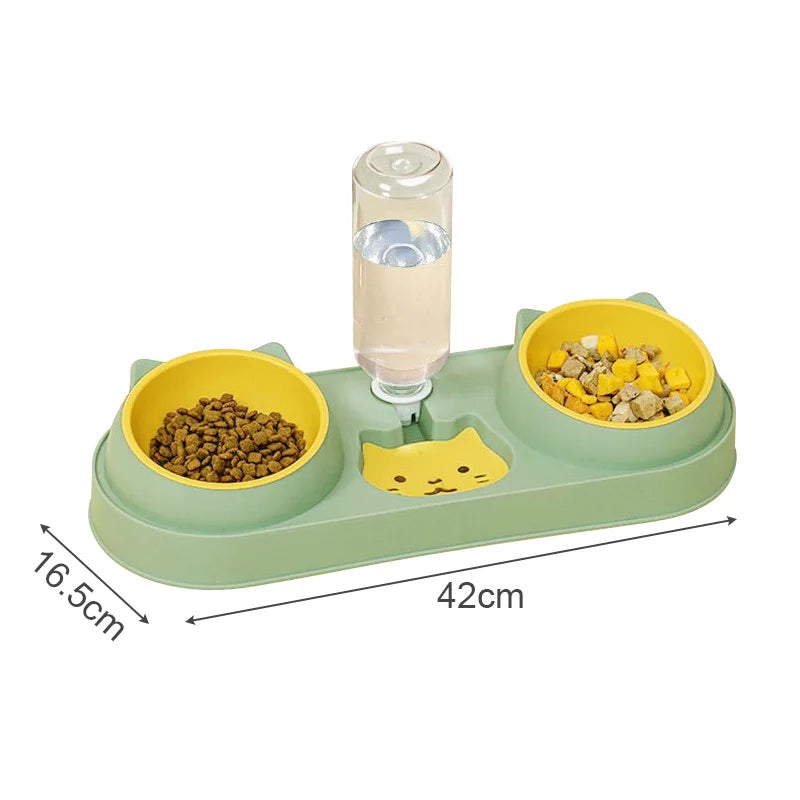 3-in-1 Elevated Cat Feeder - Double Bowl with Automatic Water Dispenser for Cats & Small Dogs - Deribla Store