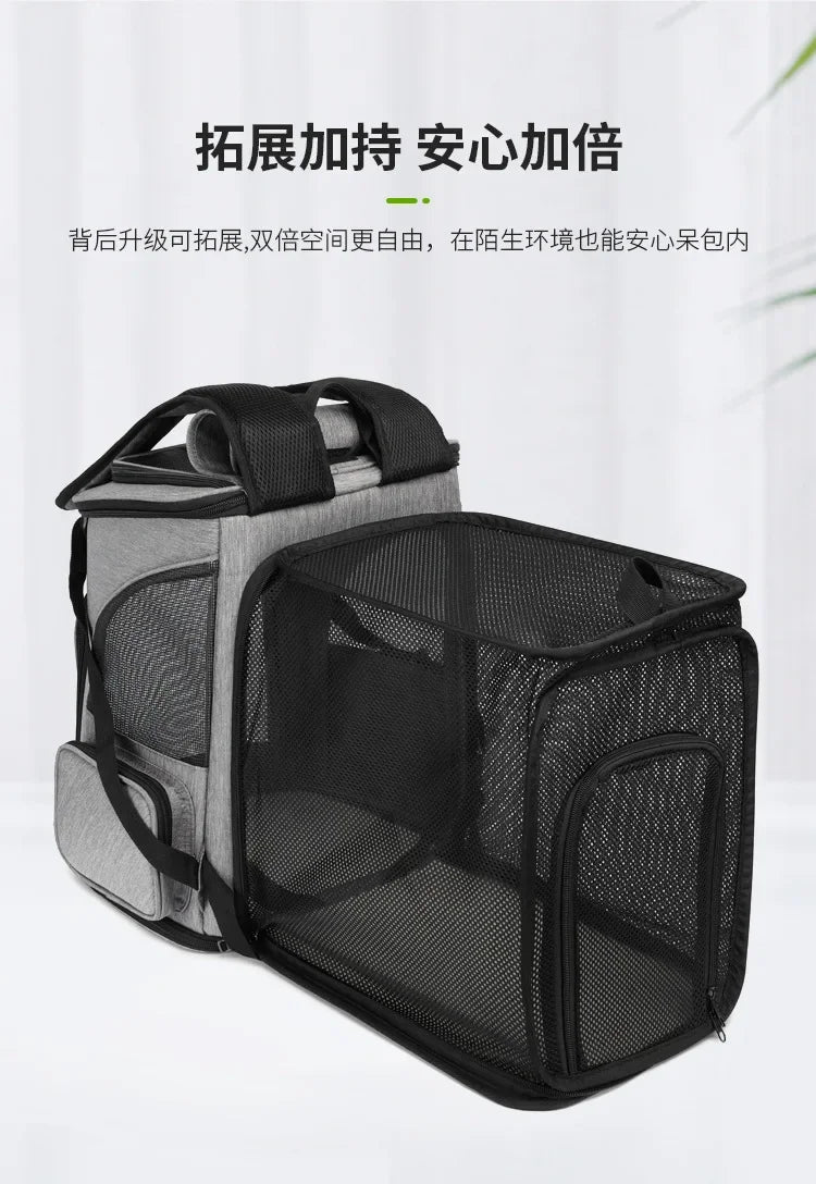 Expandable Pet Carrier Backpack - Large Capacity Breathable Travel Bag for Cats & Dogs - Deribla Store