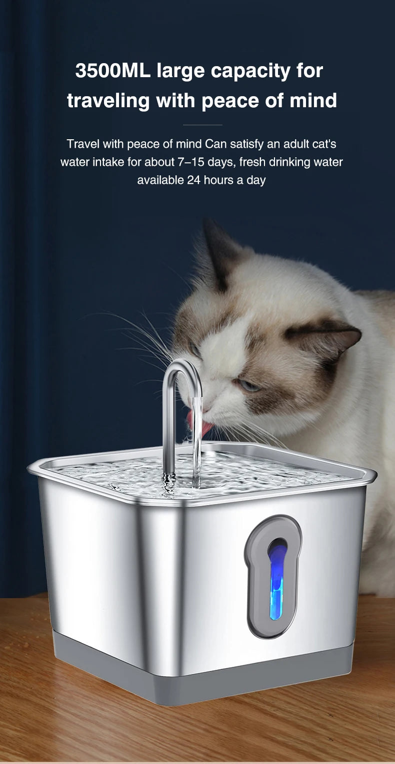 Smart Cat Water Fountain 4L - Wireless Dual Radar Stainless Steel Dispenser - Deribla Store