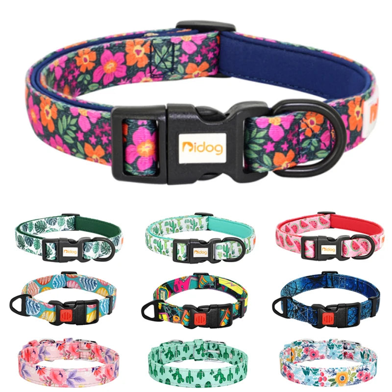 Floral Dog Collar - Adjustable Nylon Flower Print for Small to Large Dogs - Deribla Store