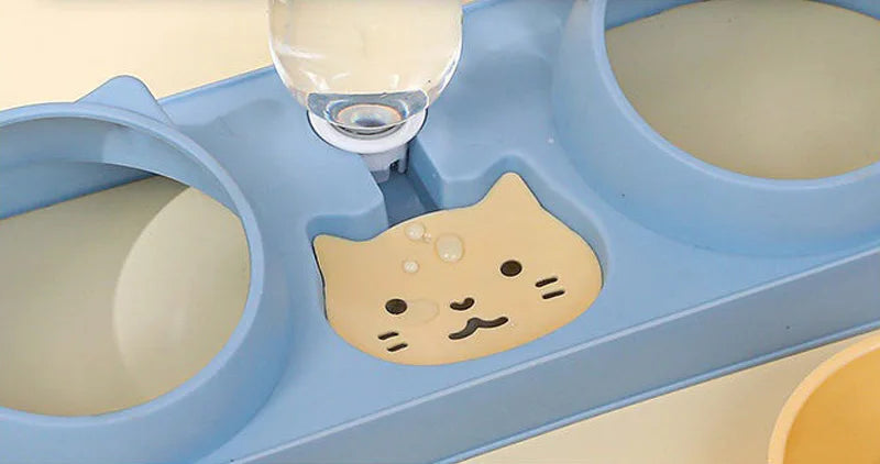 3-in-1 Elevated Cat Feeder - Double Bowl with Automatic Water Dispenser for Cats & Small Dogs - Deribla Store