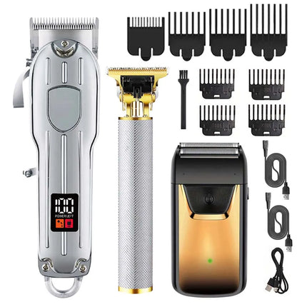 Hair Clipper & Beard Trimmer Set - Rechargeable Barber Kit