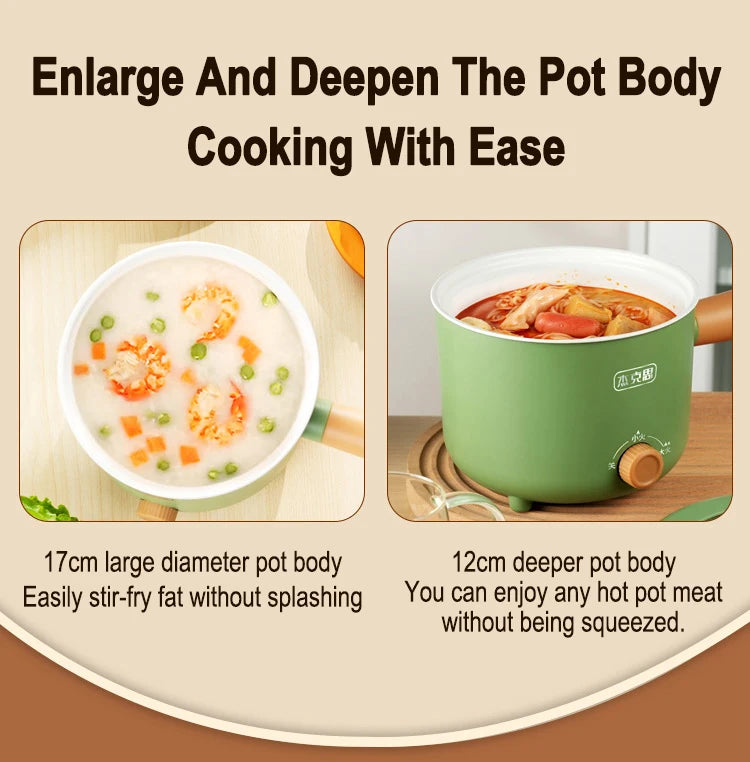 Electric Multifunction Cooker - 1.5L Mini Hot Pot with Non-Stick Pan (110V/220V) - Deribla Store