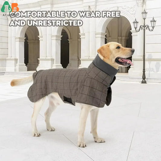 Plaid Dog Winter Coat - Fleece Lined Windbreaker Jacket for All Breeds - Deribla Store
