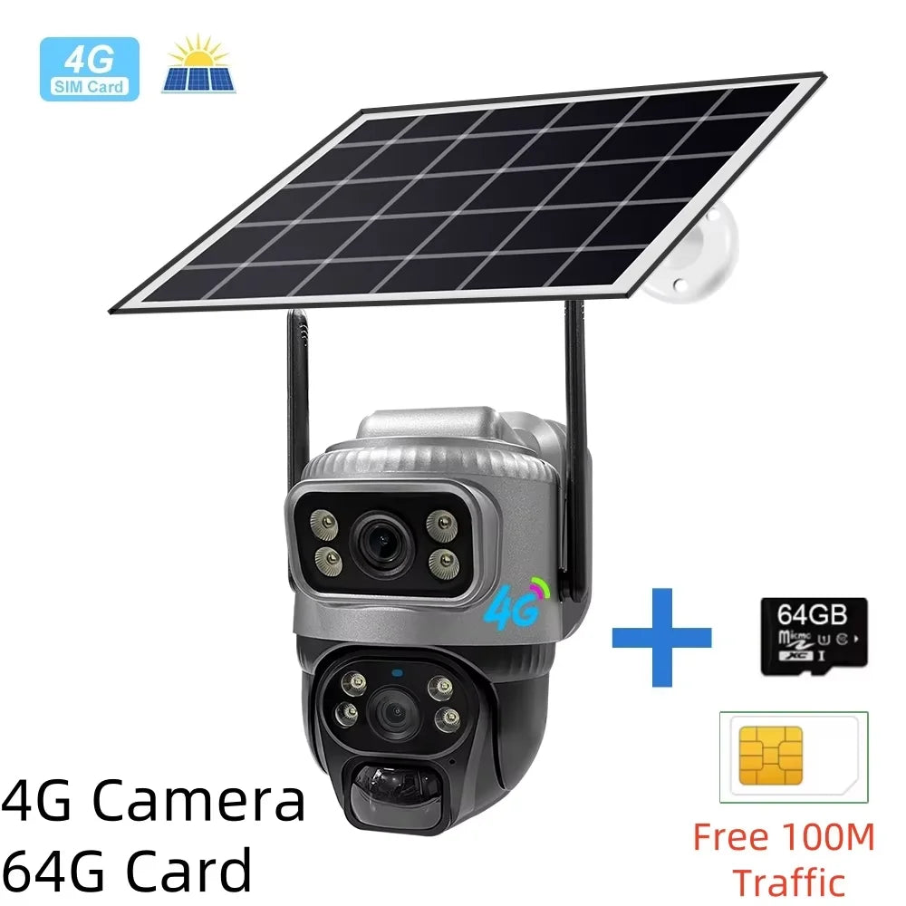 Caméra Solaire Double Lentille 4G 8MP - Dual Screen CCTV