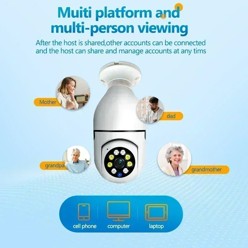 Bulb Camera 8MP WiFi E27 - PTZ 10X Zoom Human Tracking
