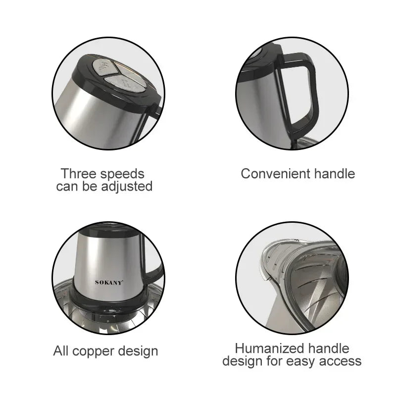 Electric Meat Grinder 5L Stainless Steel - Food Processor Cutter - Deribla Store