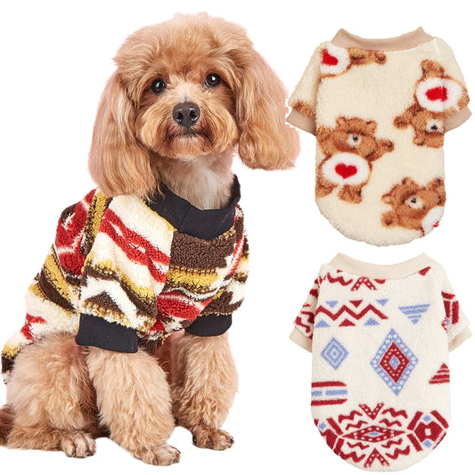 Autumn Winter Dog Clothes - Warm Plush Ethnic Style Sweater for Small Dogs & Cats - Deribla Store