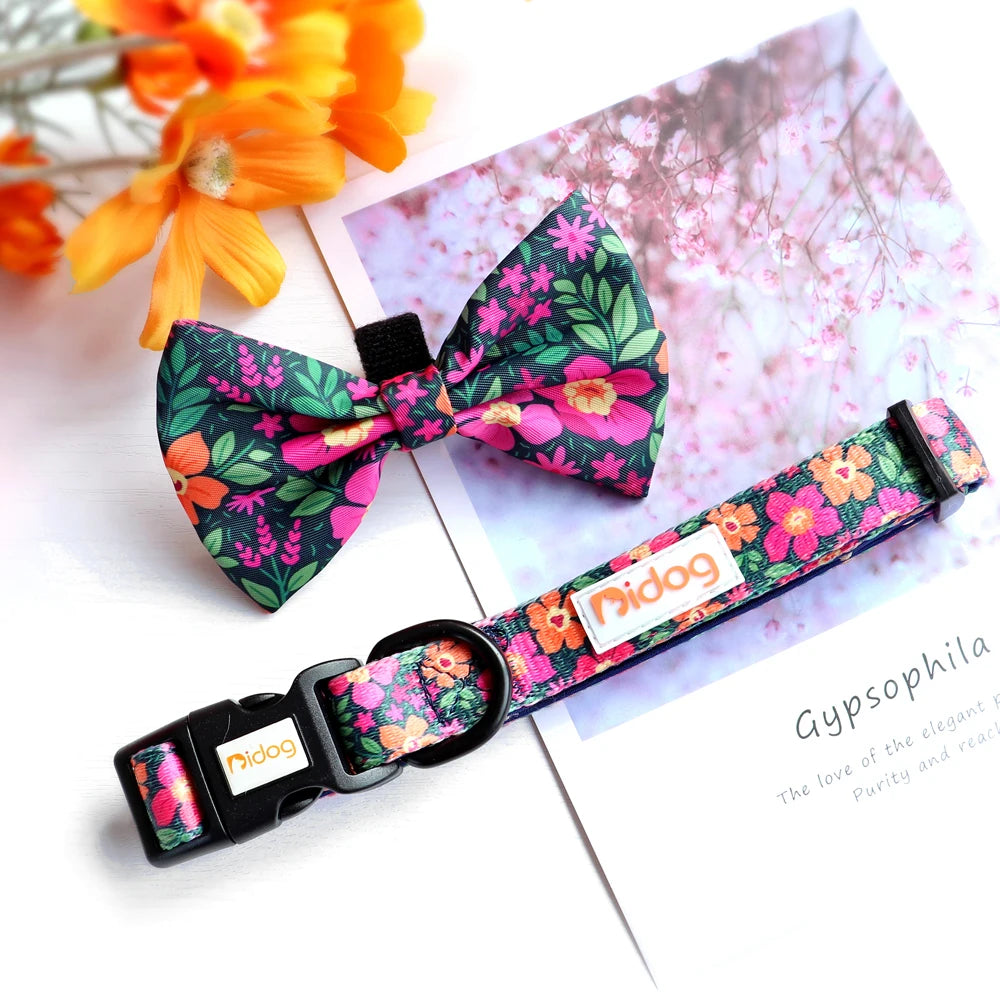 Floral Dog Collar - Adjustable Nylon Flower Print for Small to Large Dogs - Deribla Store