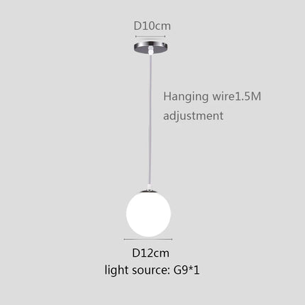 Glass Ball Pendant Light - Modern Globe Hanging Lamp E27