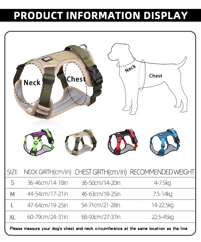 Anti-Pull Reflective Dog Harness - Multi-Point Adjustable No-Pull Vest - Deribla Store